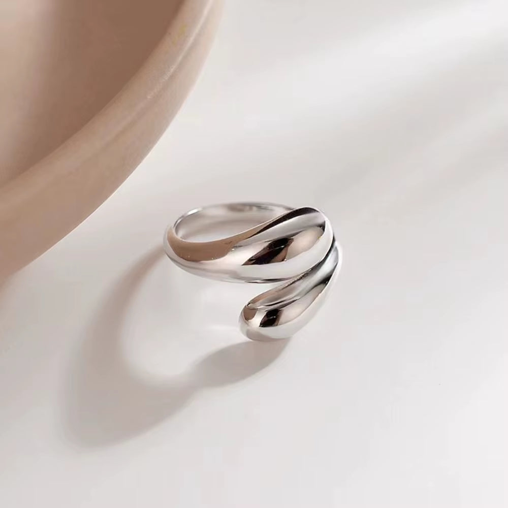 Stainless Steel Smooth Double Ball Beads Rings for Woman Open Gold Color Geometric Wedding Couple Rings Aesthetic Jewelry Gift