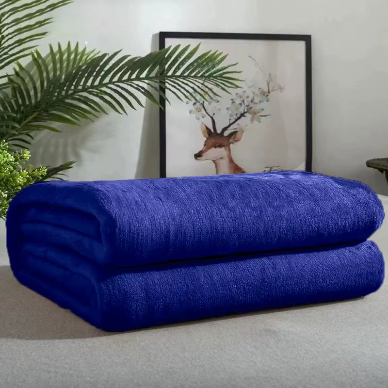 Fluffy Warm Super Soft Flannel Blanket Durable Office Bedspread Coral Fleece Solid Color Summer Blanket Thin Quilt Small