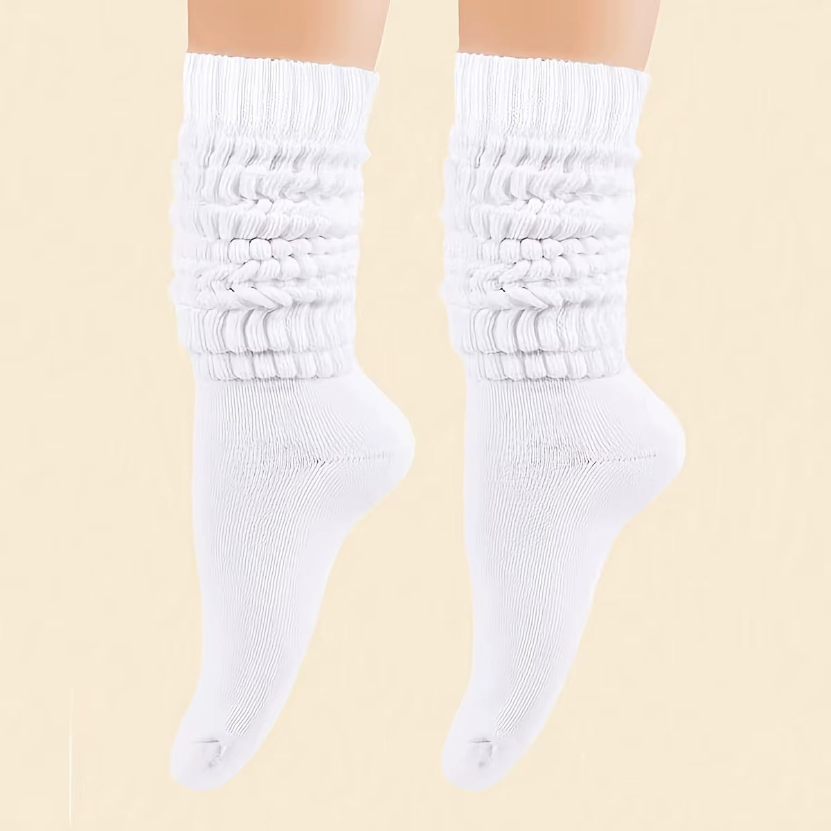 3 Pairs Solid Simple Socks, Soft & Comfy Slouchy Mid-Calf Socks, Women'S Stockings & Hosiery