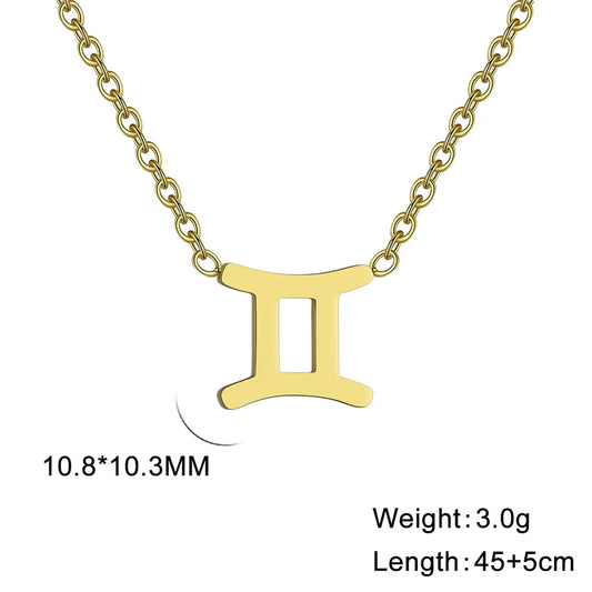 Stainless Steel Star Zodiac Sign Necklace 12 Constellation Pendant Necklace Women Aries Leo Virgo Gemini Libra Pisces Jewellery