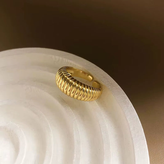 Gold Color Three Layers Rings for Women Vintage Strips Engagement Rings Jewelry 2021 Trend