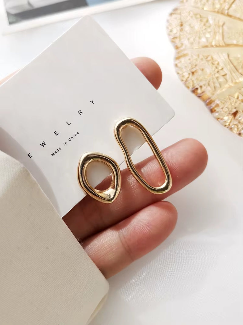Mihan 925 Silver Needle New Asymmetrical Geometric Earrings Women Fashion Korean Temperament Metal Earrings for Women Jewelry