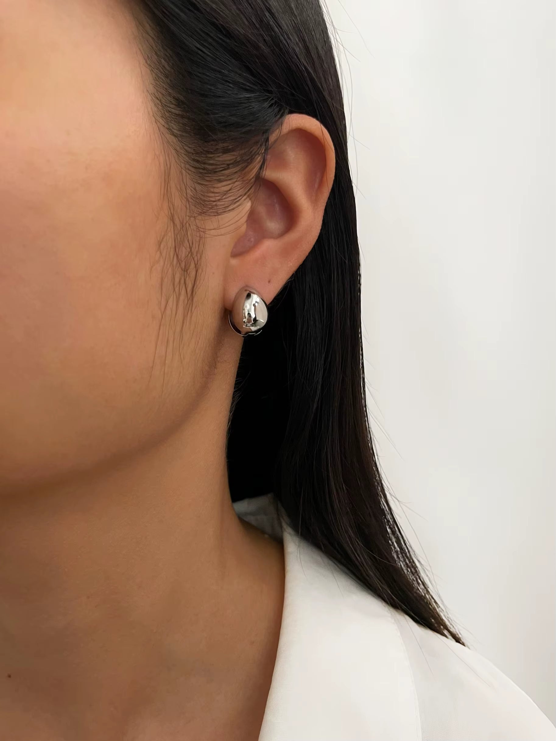 Trendy 316L Stainless Steel Waterproof Hoop Earrings Solid Gold PVD Plated Double Face Droplet Women'S Earring Jewelry