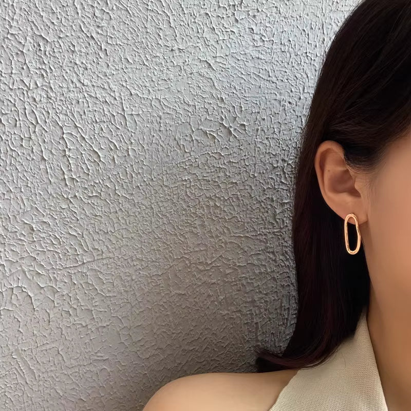Mihan 925 Silver Needle New Asymmetrical Geometric Earrings Women Fashion Korean Temperament Metal Earrings for Women Jewelry