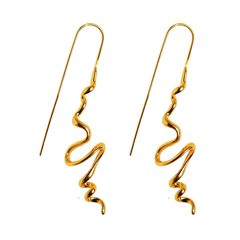 Abstract Three-Dimensional Design Earrings Cool and Handsome Temperament Fashion Women Exquisite Retro Ear Hanging Jewelry Acces