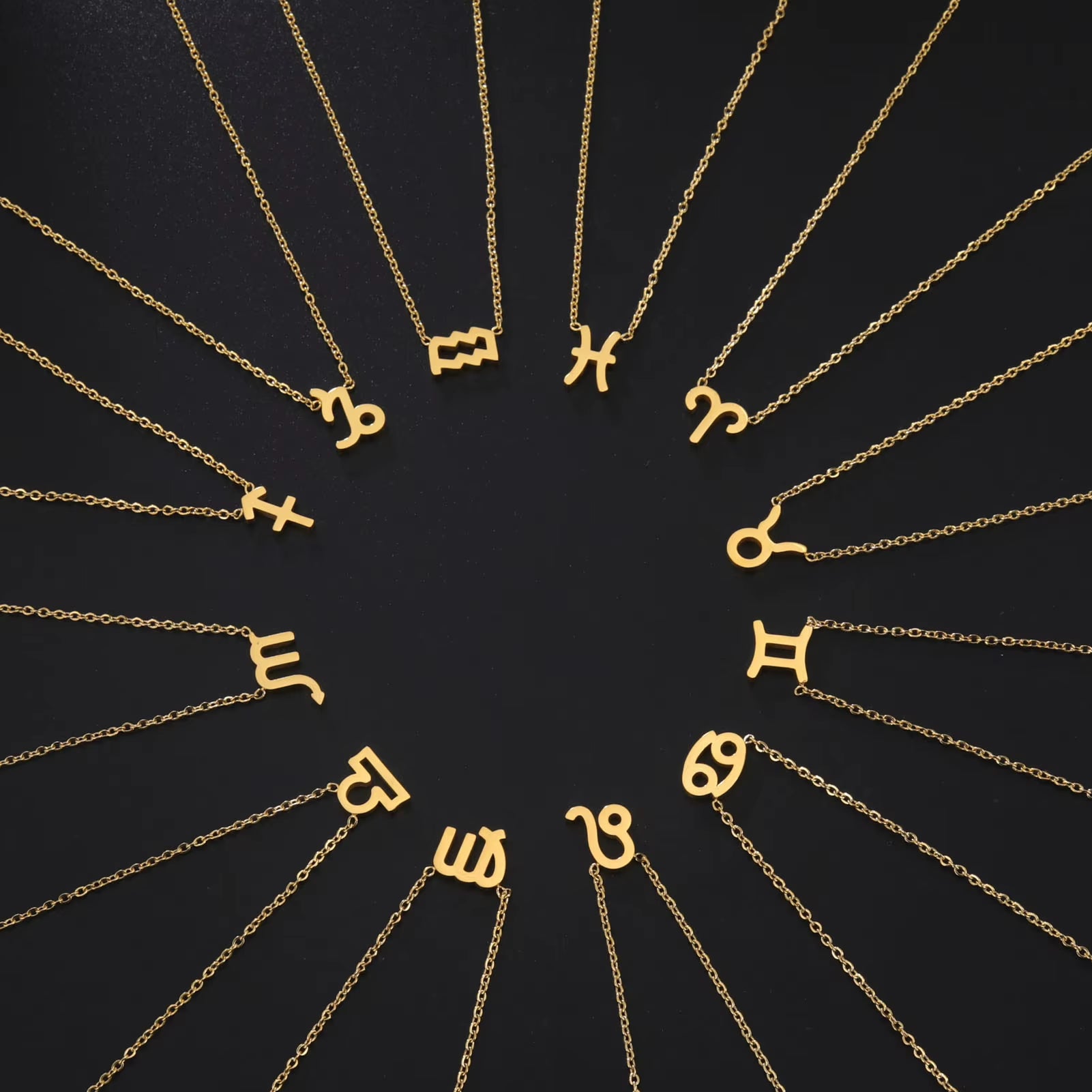 Stainless Steel Star Zodiac Sign Necklace 12 Constellation Pendant Necklace Women Aries Leo Virgo Gemini Libra Pisces Jewellery