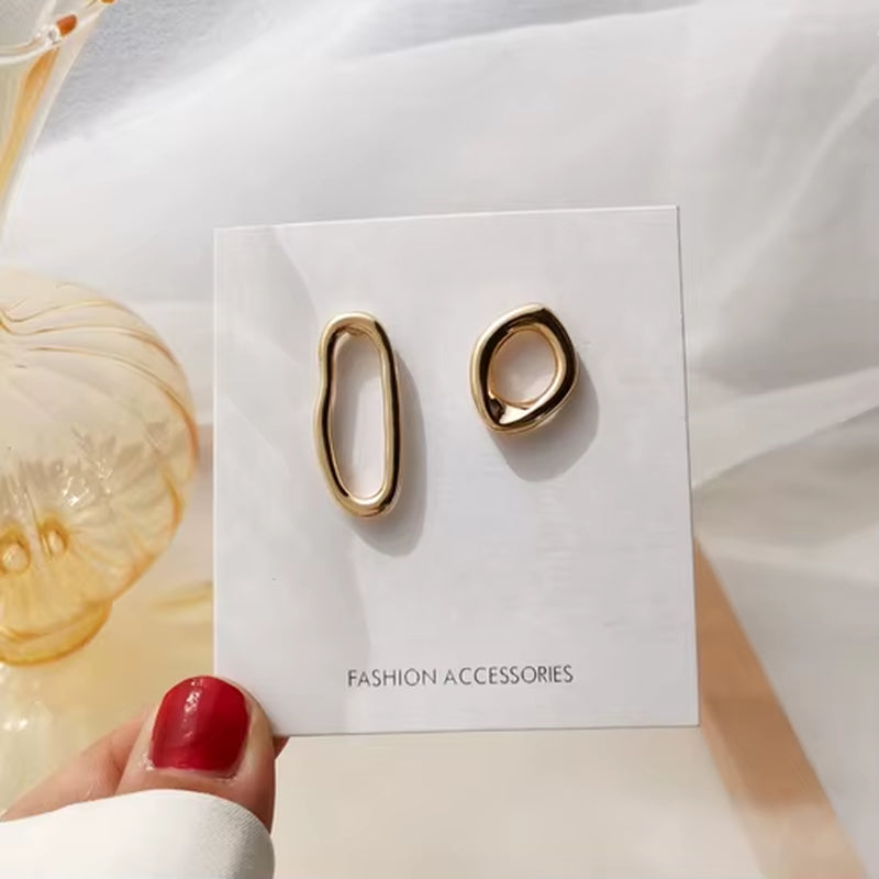 Mihan 925 Silver Needle New Asymmetrical Geometric Earrings Women Fashion Korean Temperament Metal Earrings for Women Jewelry