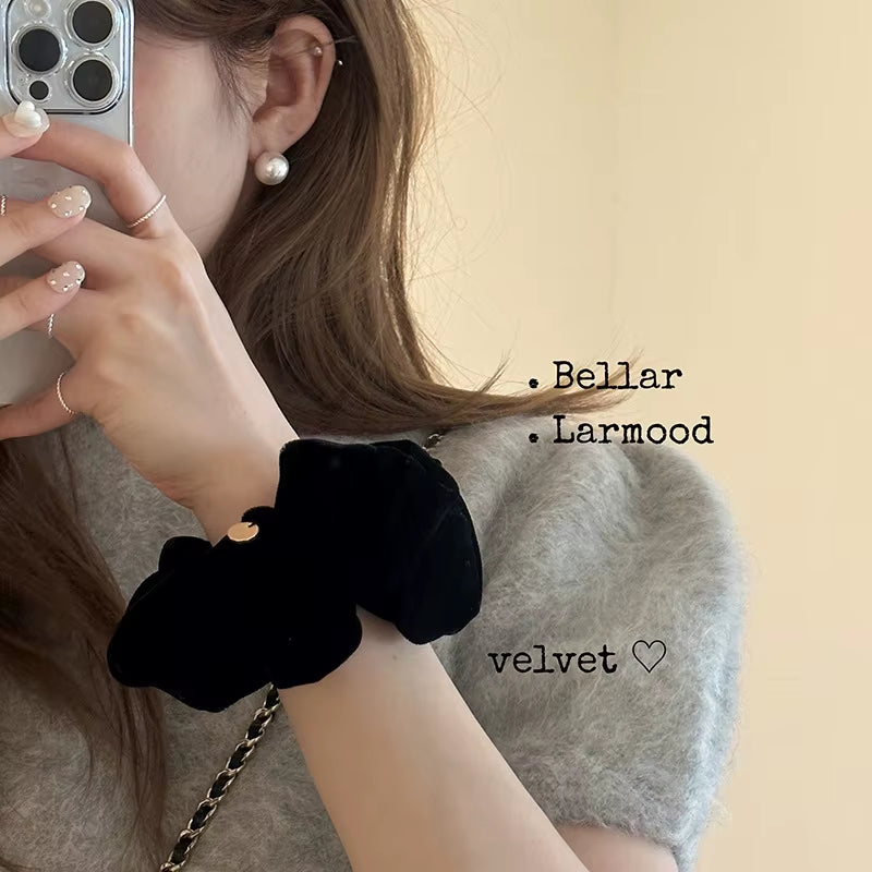 Scrunchies for Hair Black Velvet Red Hairties Girls for Daliy Ponyhair Hairstyle Hair Accessories Headwear Women Gifts
