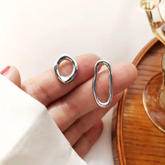 Mihan 925 Silver Needle New Asymmetrical Geometric Earrings Women Fashion Korean Temperament Metal Earrings for Women Jewelry