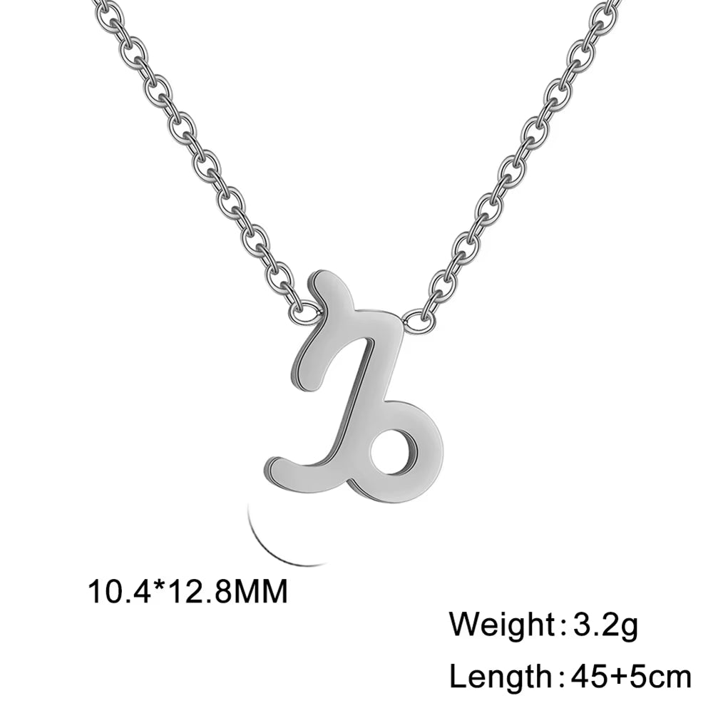 Stainless Steel Star Zodiac Sign Necklace 12 Constellation Pendant Necklace Women Aries Leo Virgo Gemini Libra Pisces Jewellery