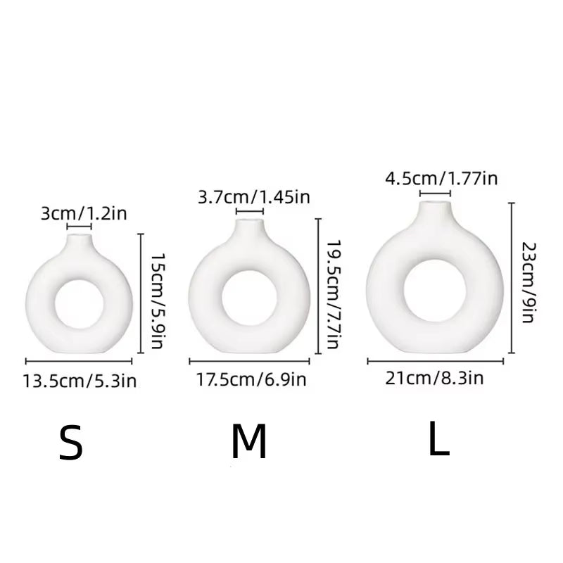 Simple Plastic Vase Donut Shape Single Flower Pot Home Living Room Decoration Table Ornaments Circle Flower Arrangement Vase