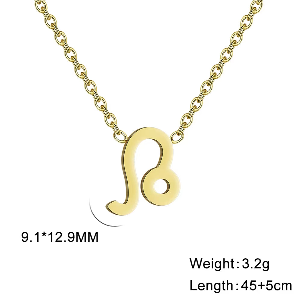 Stainless Steel Star Zodiac Sign Necklace 12 Constellation Pendant Necklace Women Aries Leo Virgo Gemini Libra Pisces Jewellery