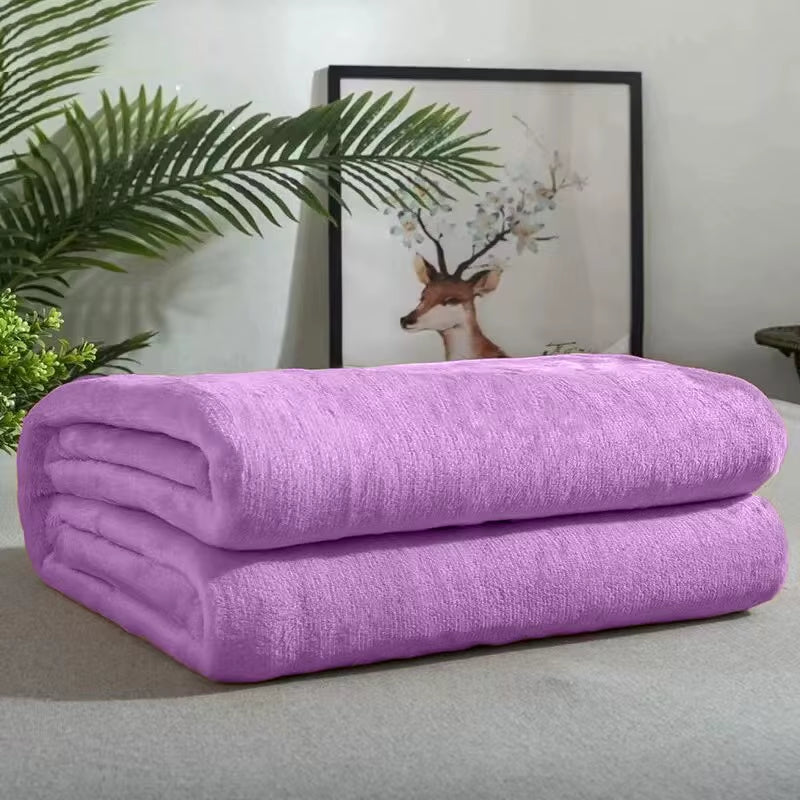 Fluffy Warm Super Soft Flannel Blanket Durable Office Bedspread Coral Fleece Solid Color Summer Blanket Thin Quilt Small