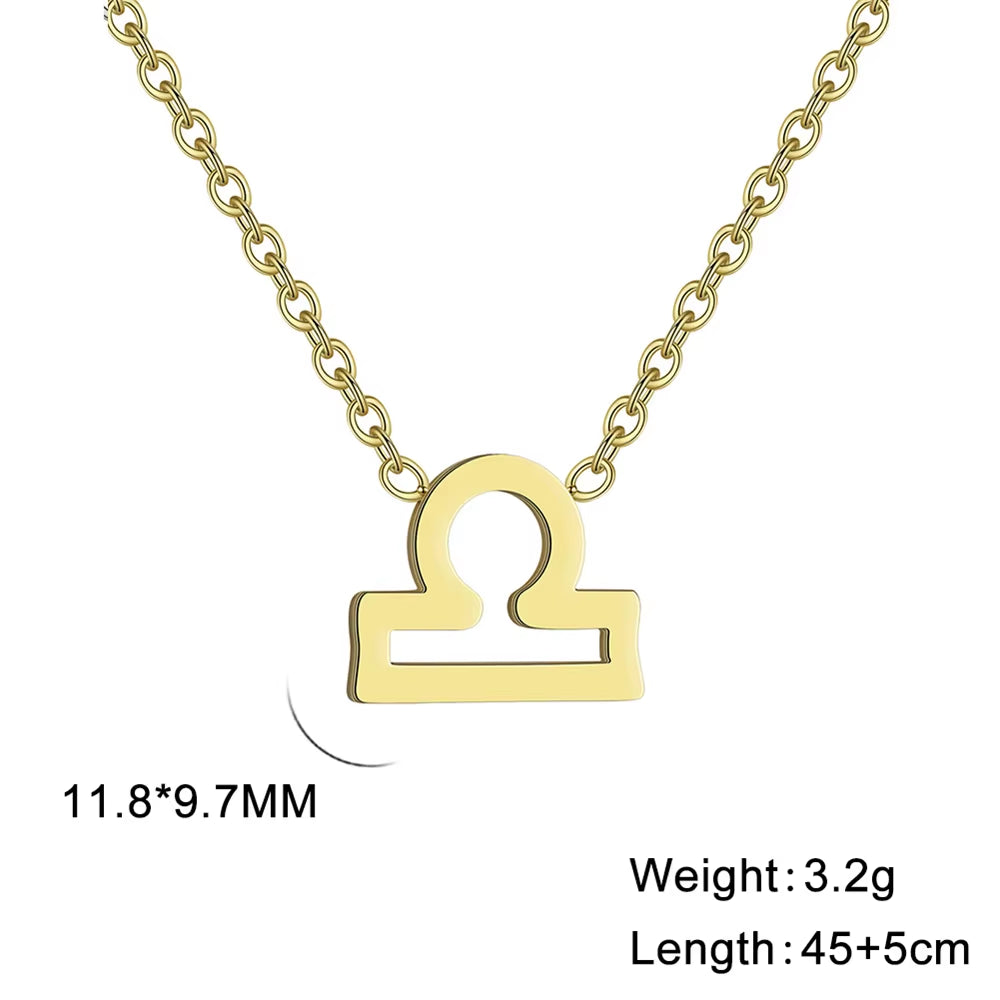 Stainless Steel Star Zodiac Sign Necklace 12 Constellation Pendant Necklace Women Aries Leo Virgo Gemini Libra Pisces Jewellery