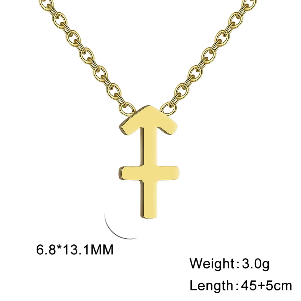 Stainless Steel Star Zodiac Sign Necklace 12 Constellation Pendant Necklace Women Aries Leo Virgo Gemini Libra Pisces Jewellery