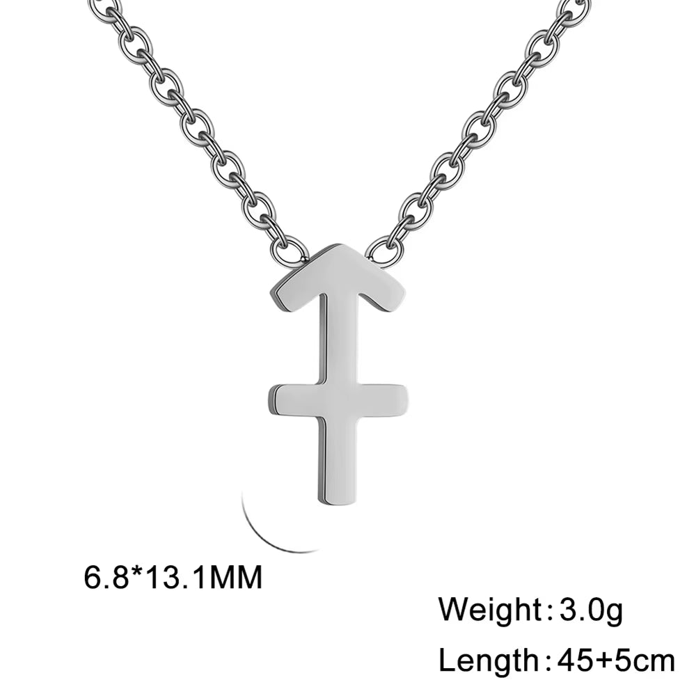 Stainless Steel Star Zodiac Sign Necklace 12 Constellation Pendant Necklace Women Aries Leo Virgo Gemini Libra Pisces Jewellery